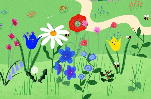 animated image of a meadow of flowers
